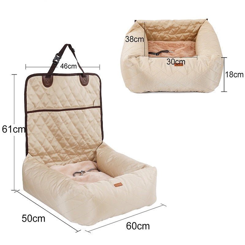 2-in-1 Dog Car Seat Pad & Foldable Travel Bed - pawvon