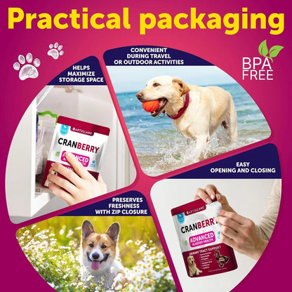 Dog UTI Treatment Cranberry Soft Chews for Bladder, Kidney & Urinary Health - pawvon