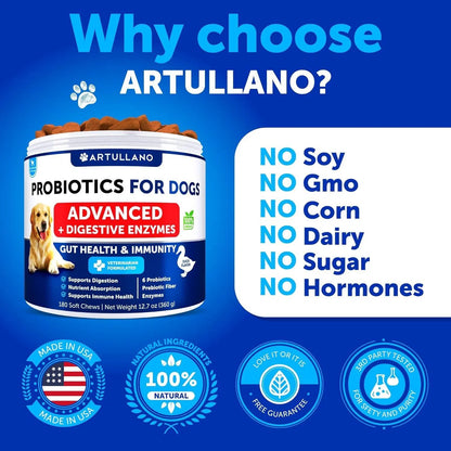 Probiotic Chews for Dogs – Gut Health & Digestive Support (180 Count) - pawvon