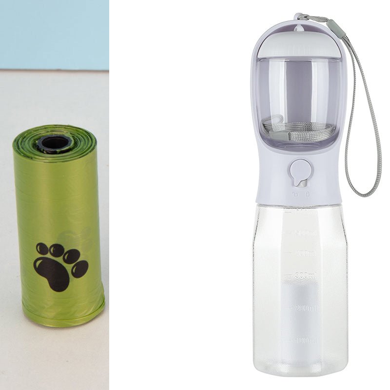 3-in-1 Pet Water Bottle — leak-proof, with food feeder & poop dispenser. Perfect for walks & travel! - pawvon