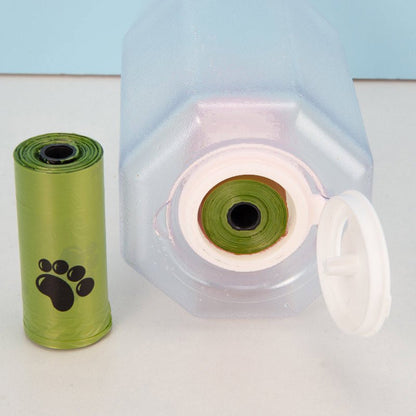 3-in-1 Pet Water Bottle — leak-proof, with food feeder & poop dispenser. Perfect for walks & travel! - pawvon