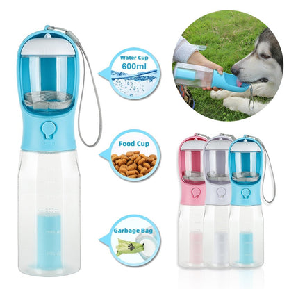 3-in-1 Pet Water Bottle — leak-proof, with food feeder & poop dispenser. Perfect for walks & travel! - pawvon