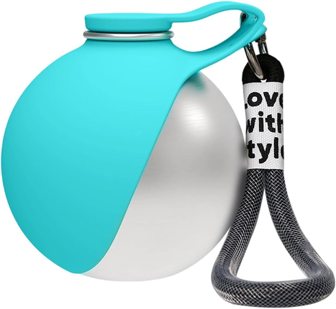 Outdoor 304 Stainless Steel Round Hanging Carabiner Folding Silicone Water Bottle - pawvon