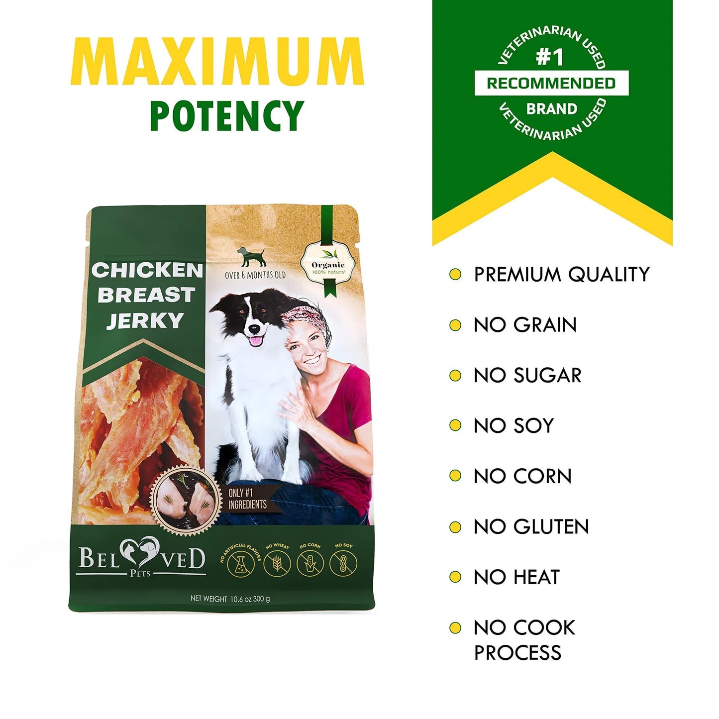 Chicken Jerky Dog Treats – Grain-Free High Protein Chews (300g) - pawvon
