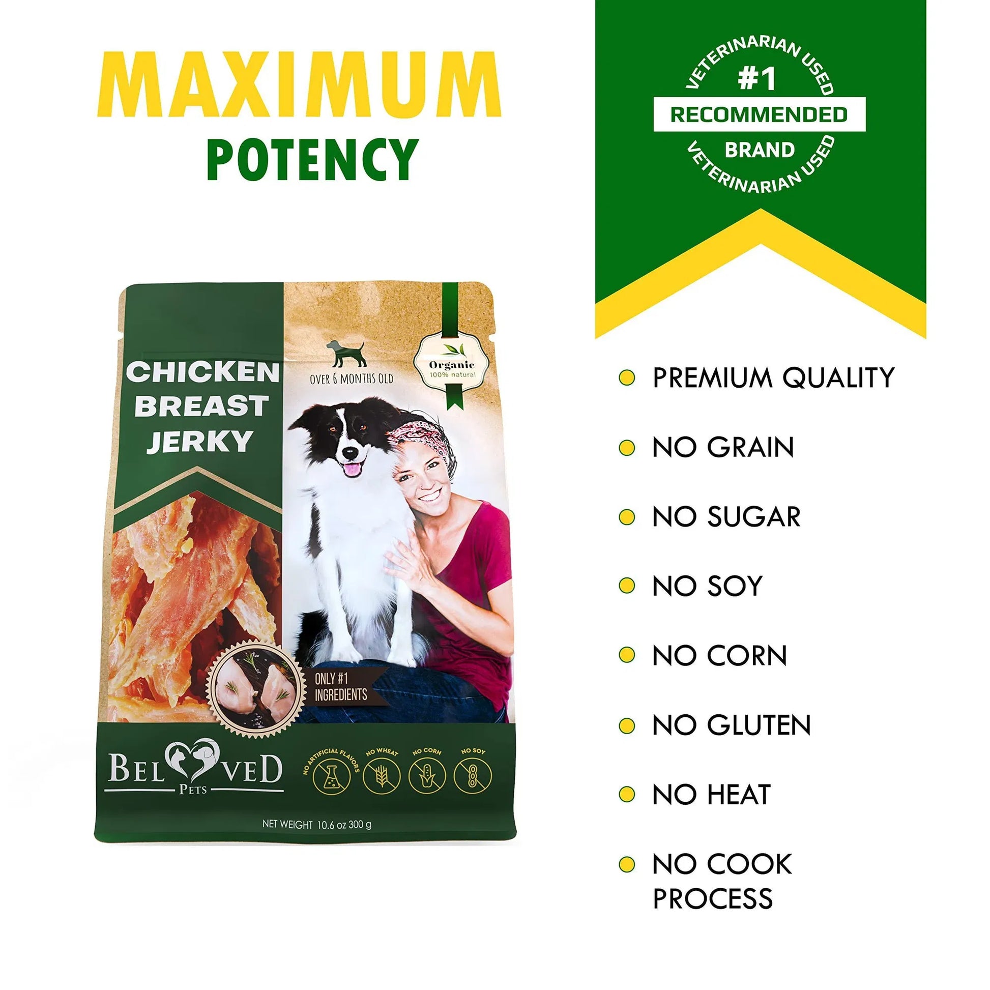 Chicken Jerky Dog Treats – Grain-Free High Protein Chews (300g) - pawvon