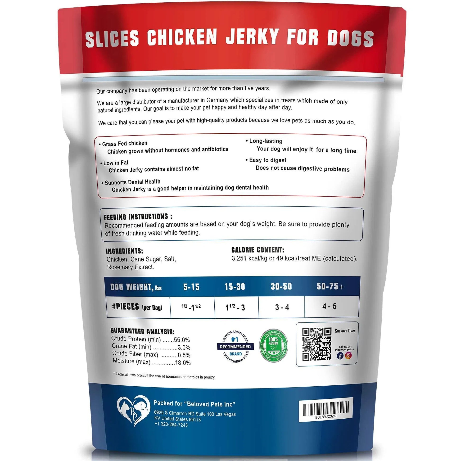 Chicken Jerky Dog Treats 1.5Lb Grain Free Organic High Protein - pawvon