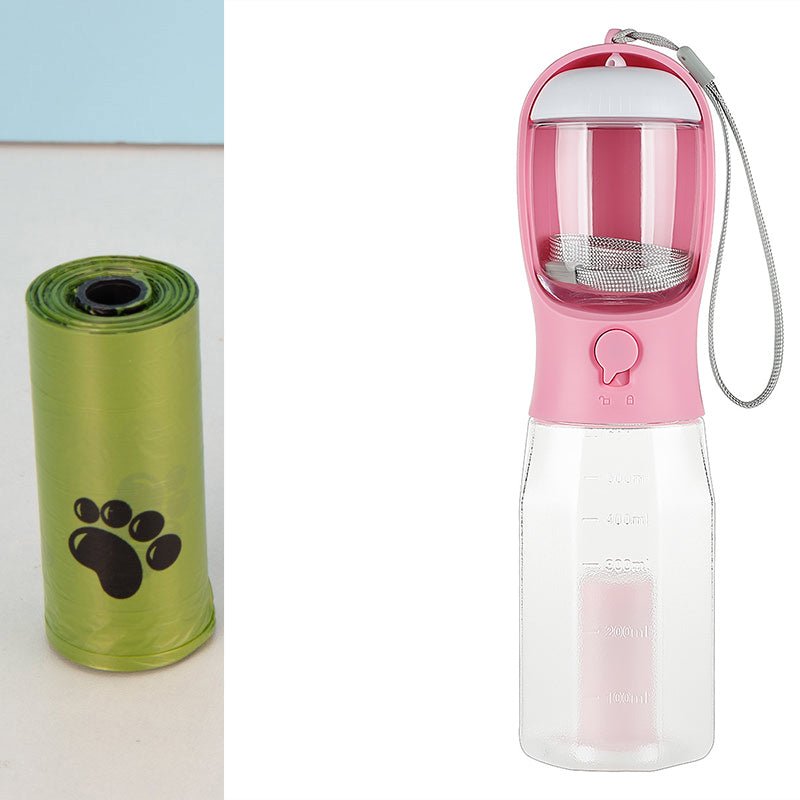 3-in-1 Pet Water Bottle — leak-proof, with food feeder & poop dispenser. Perfect for walks & travel! - pawvon