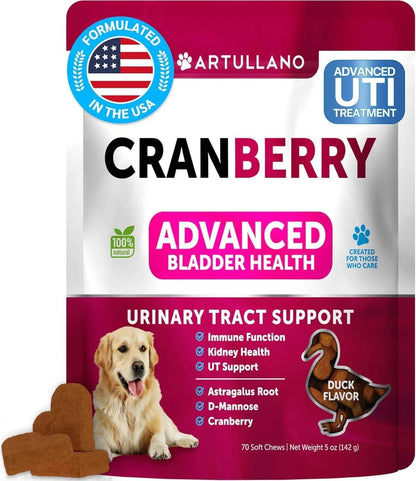 Dog UTI Treatment Cranberry Soft Chews for Bladder, Kidney & Urinary Health - pawvon