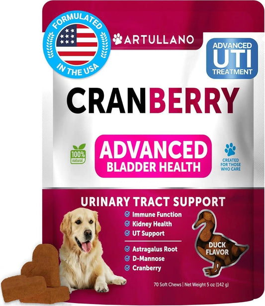 Dog UTI Treatment Cranberry Soft Chews for Bladder, Kidney & Urinary Health - pawvon