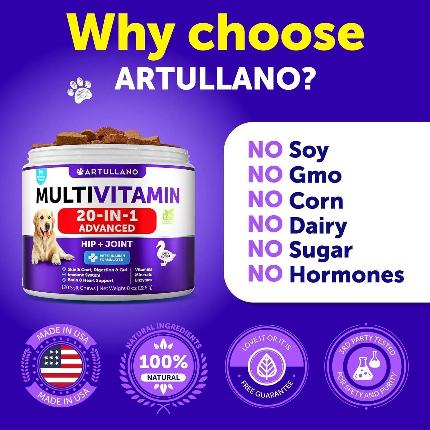 Dog Multivitamin Chews – Joint, Skin, Gut & Immunity Support | 120 Chews - pawvon