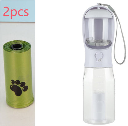3-in-1 Pet Water Bottle — leak-proof, with food feeder & poop dispenser. Perfect for walks & travel! - pawvon