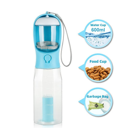 3-in-1 Pet Water Bottle — leak-proof, with food feeder & poop dispenser. Perfect for walks & travel! - pawvon