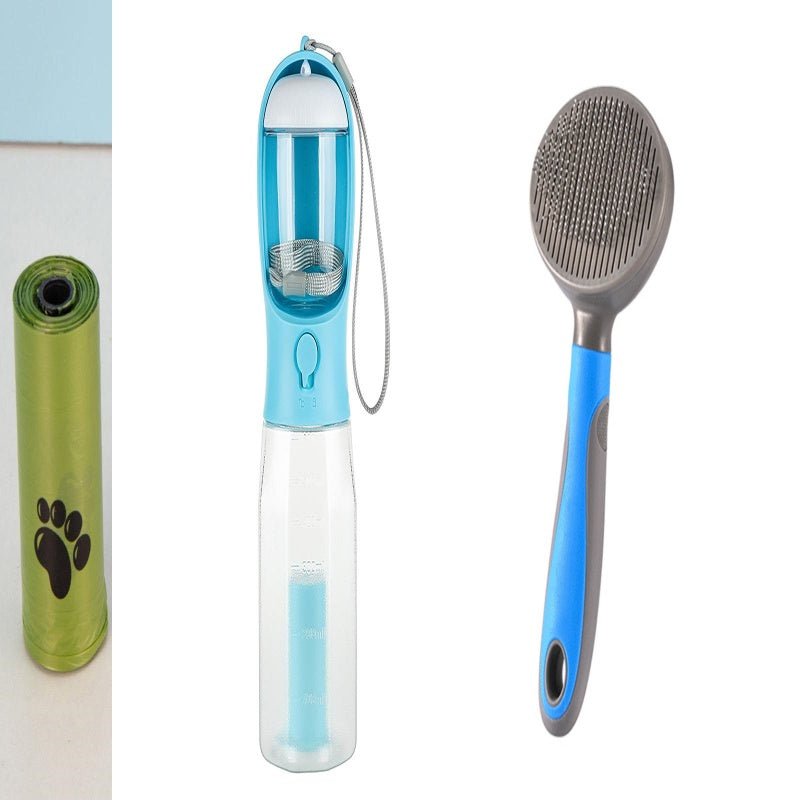 3-in-1 Pet Water Bottle — leak-proof, with food feeder & poop dispenser. Perfect for walks & travel! - pawvon